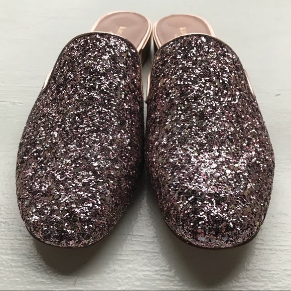 NWOT Kate Spade Gowan Mules in Rose Gold Glitter - Picture 3 of 7